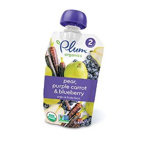 Plum Organics Stage 2, Organic Baby Food, Pear, Purple Carrot and Blueberry, 4 ounce pouch (Pack of 12)