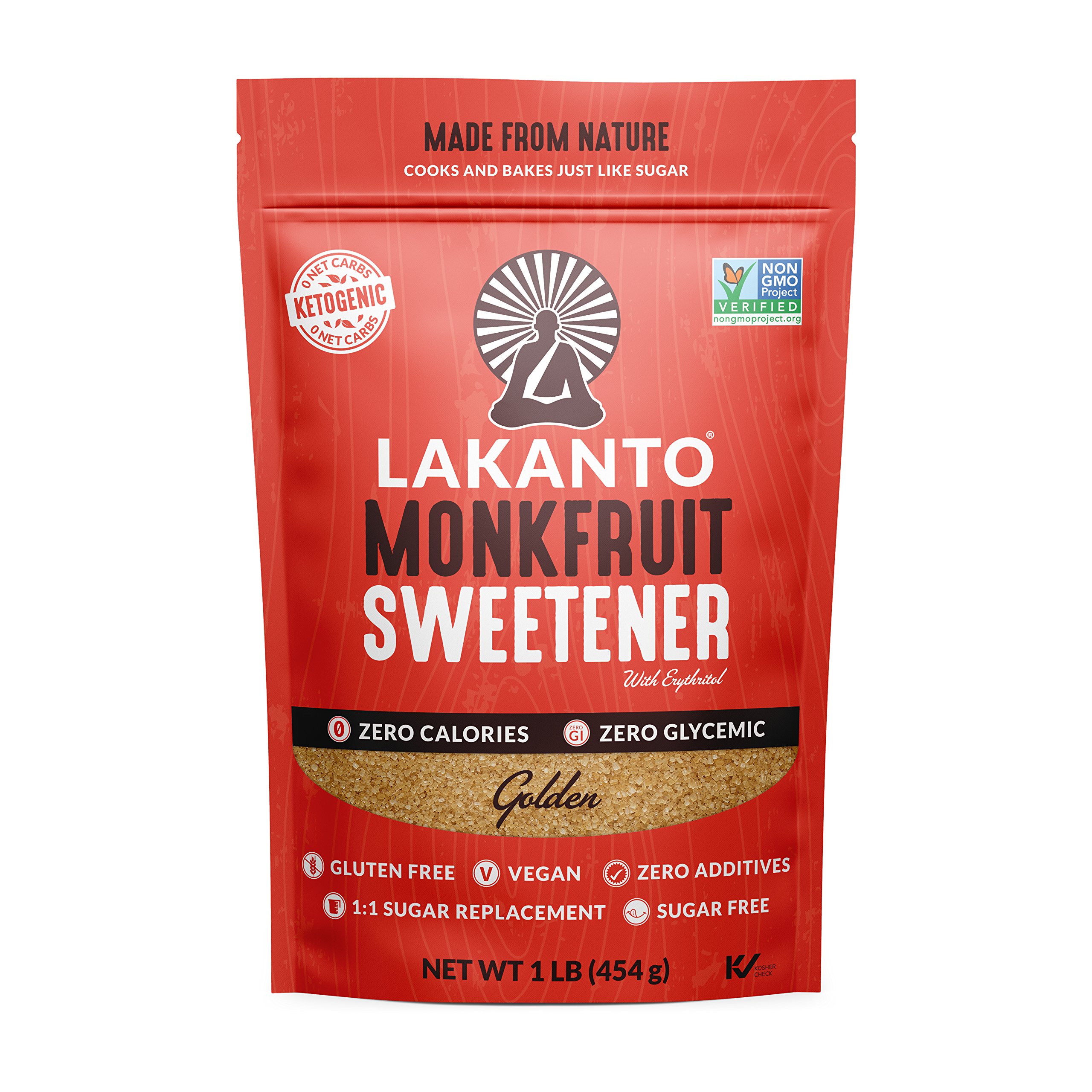 lakanto monkfruit 1:1代糖| 非转基因生物(白色,1磅装)