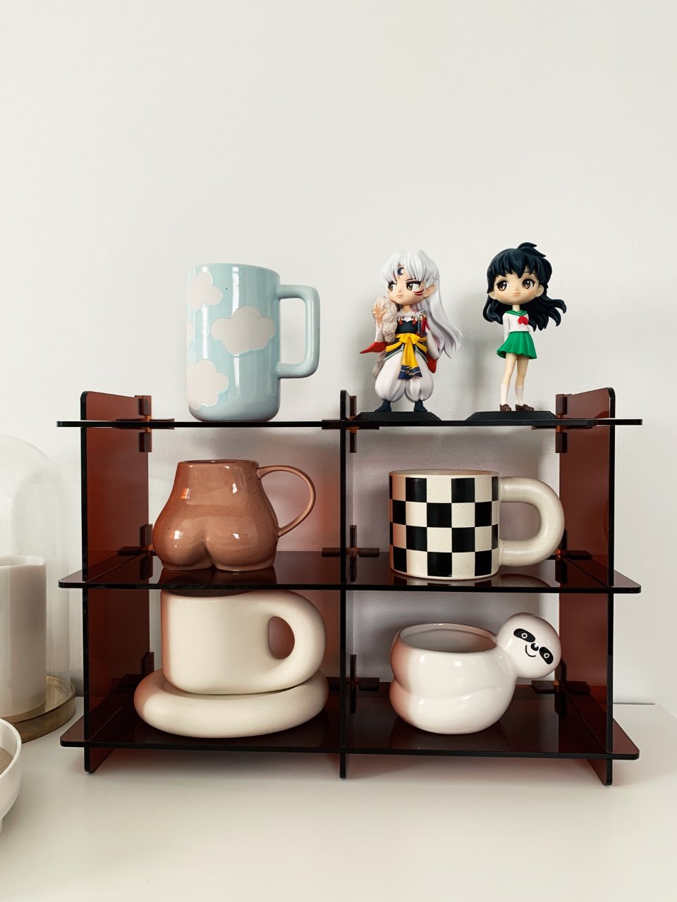 Amazon 亚马逊,Mug Display Shelf, Coffee Cup Holder, Acrylic Mug Rack Stand, For kitchen counter organizer : Home & Kitchen