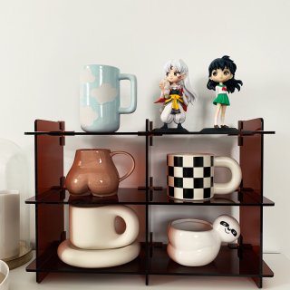 Amazon 亚马逊,Mug Display Shelf, Coffee Cup Holder, Acrylic Mug Rack Stand, For kitchen counter organizer : Home & Kitchen