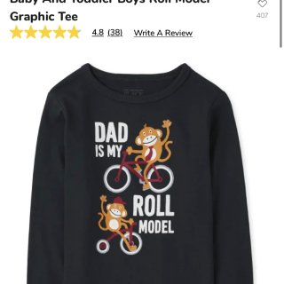 Baby And Toddler Boys Long Sleeve 'Dad Is My Roll Model' Graphic Tee