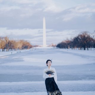 雪天穿马面裙在🇺🇸DC拍到了人生照片！...