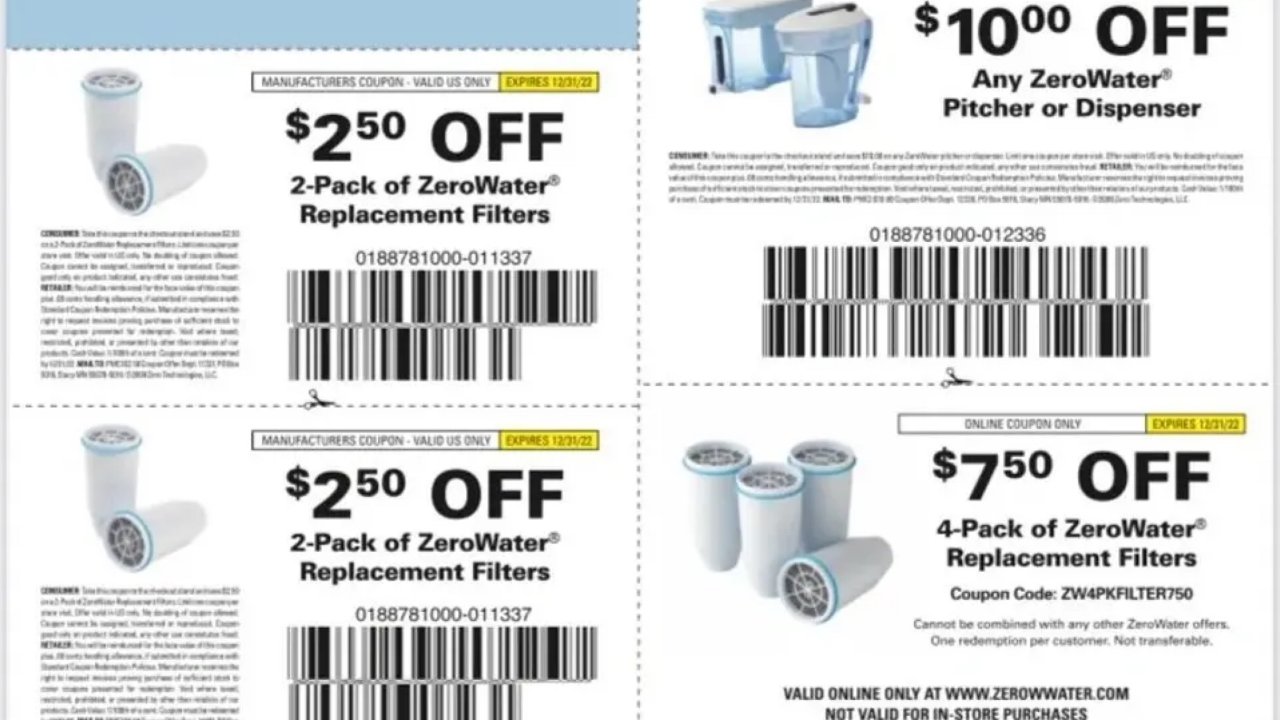 Zero water coupon