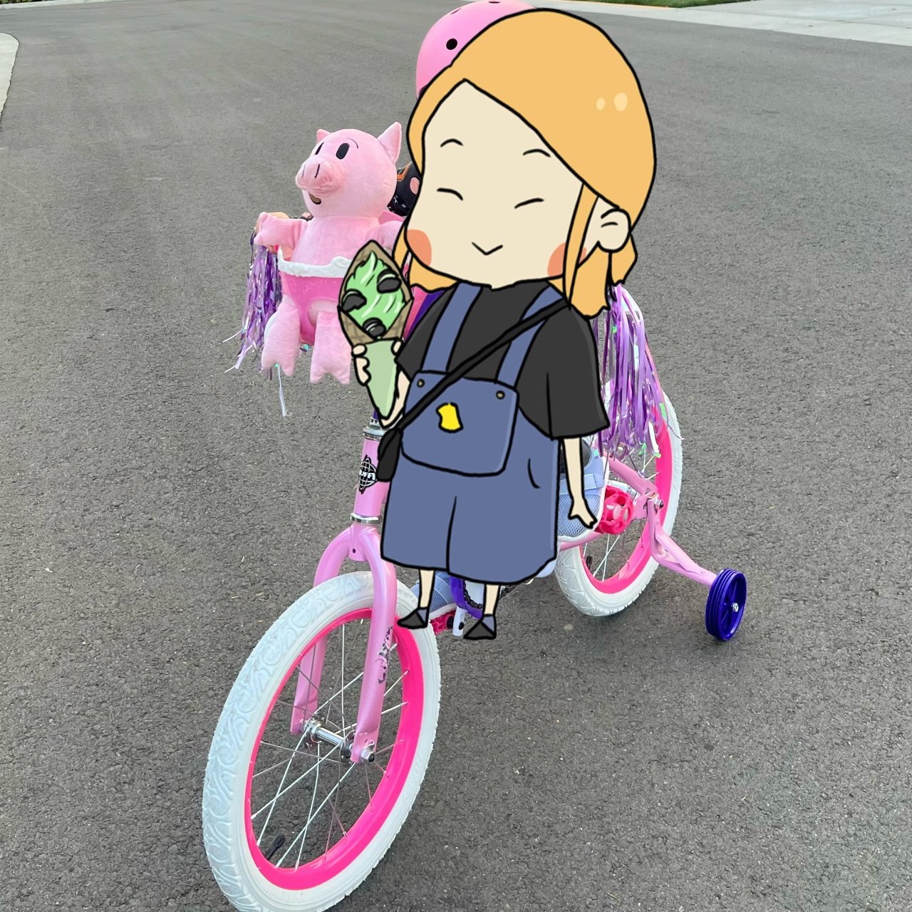 粉色自行车心愿达成...