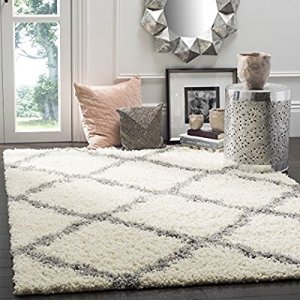Safavieh Dallas Shag Collection SGD257F Ivory and Grey Area Rug