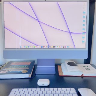 博士生办公桌set up之紫色iMac我...