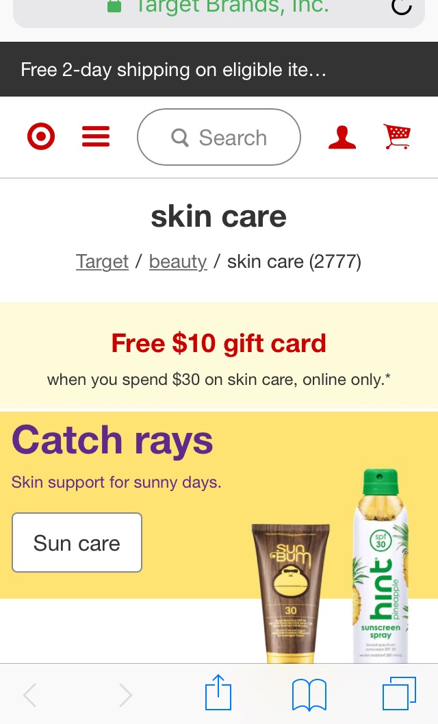 Skin Care, Beauty : Target 送gift card