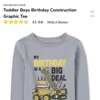Toddler Boys Long Sleeve 'My Birthday Is A Big Deal' Construction Graphic Tee