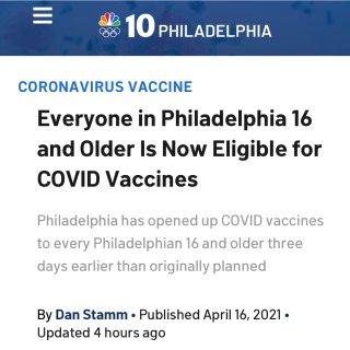 费城终于开放了16岁及以上人群的新冠疫苗...