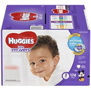 HUGGIES Little Movers Diapers, Size 3, For 16-28 lbs., Box of 174 Baby Diapers
