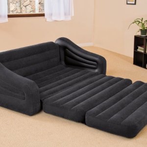 Intex Inflatable Queen Size Pull-Out Sofa Couch Bed, Dark Gray
