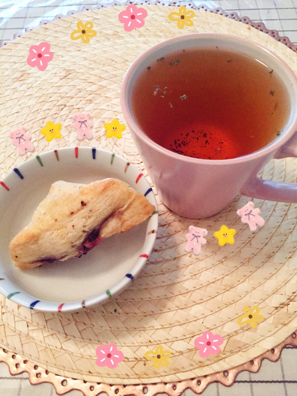 kikibakeshop,raspberry leaf tea,scone