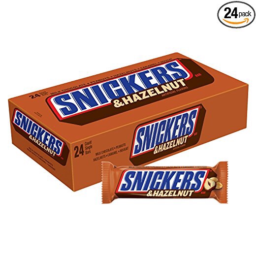 SNICKERS Hazelnut Chocolate Candy Bars 1.76-Ounce Bar 士力架榛子巧克力24支