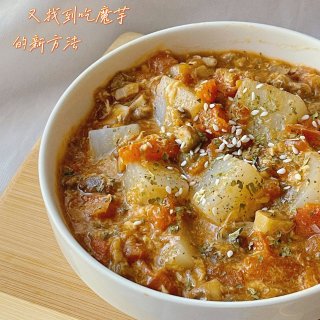 是日料理｜番茄鲜菇打卤魔芋豆腐🍅魔芋新吃...