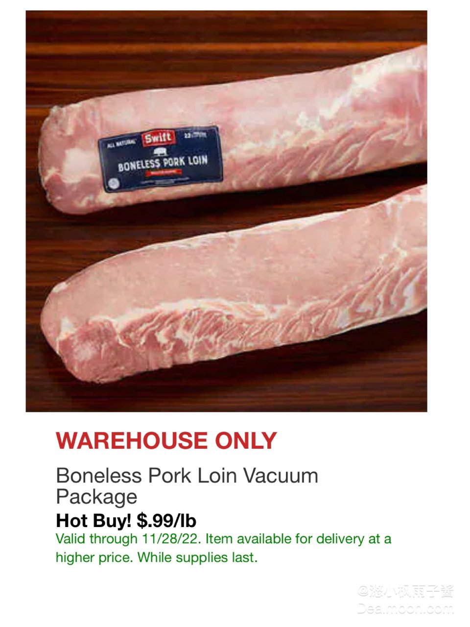 猪肉好价99美分一磅...