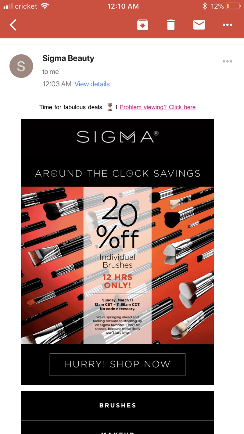 Sigma Beauty 美妆刷促销