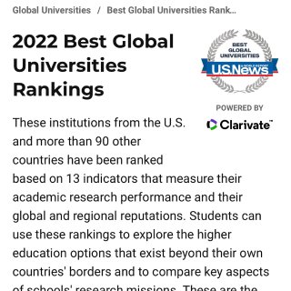 2022 U.S.News世界大学排名发...