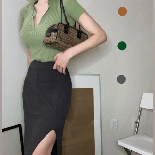 J.ING Women's Skirts | Essential Charcoal Slit Midi Skirt
