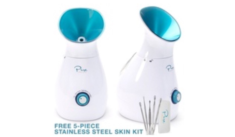 3-in-1 Nano Ionic Facial Steamer with 5-Piece Stainless Steel Skin Kit