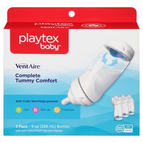Playtex 婴儿宽口防胀气奶瓶 9oz, 3只装，可拆卸底部