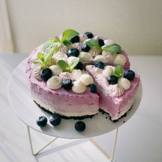 我和春天有个约会｜渐变蓝莓芝士蛋糕...