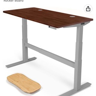 Uplift Desk Dark Rubberwoods升降桌(60 x 30 inch) Standing Desk 2-Leg V2-Commercial Adjustable Stand Up C-Frame (Gray), Advanced Keypad, Wire Grommets, Wire Tray, Rocker Board 