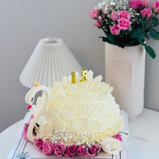 闺女生日，整了一个白天鹅蛋糕...