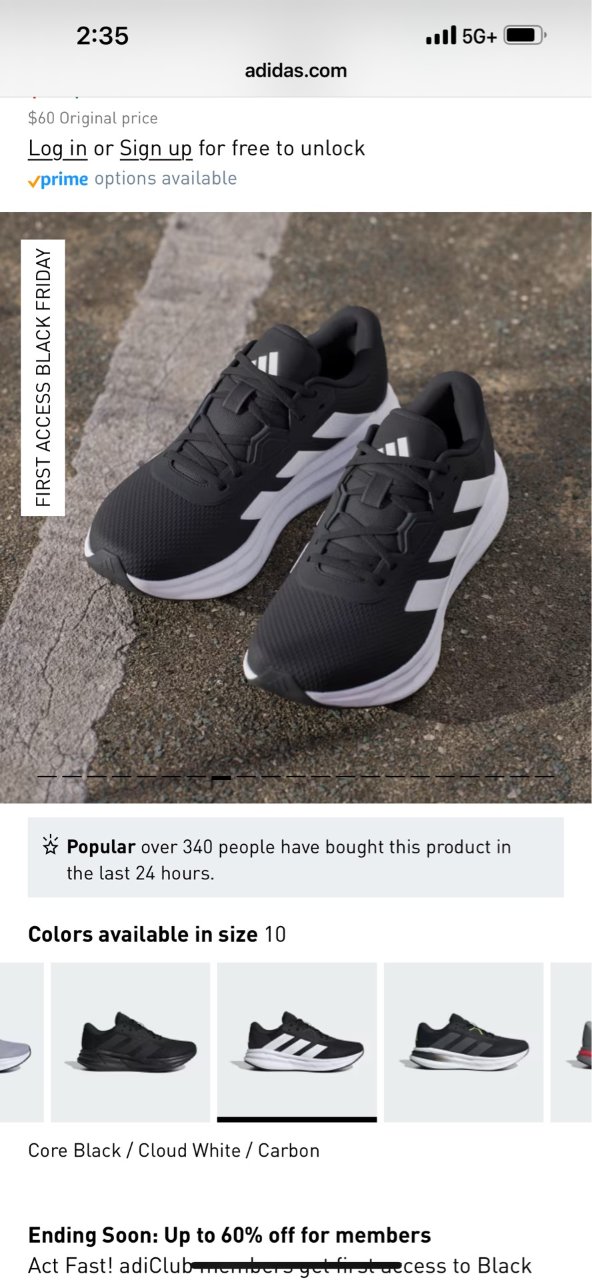 黑五购物车🛒：adidas的运动鞋...