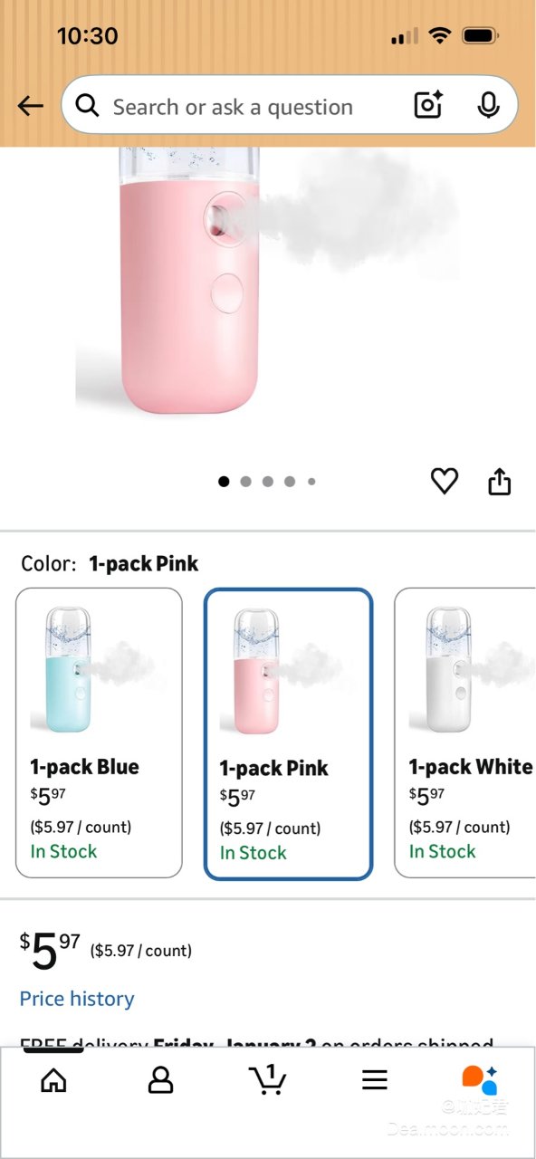 Amazon 亚马逊,GIVERARE Nano Facial Steamer, Handy Mini Mister, USB Rechargeable Mist Sprayer, 30ml Visual Water Tank Moisturizing&Hydrating for Face, Daily Makeup, Skin Care, Eyelash Extensions-Pink : Beauty & Personal Care