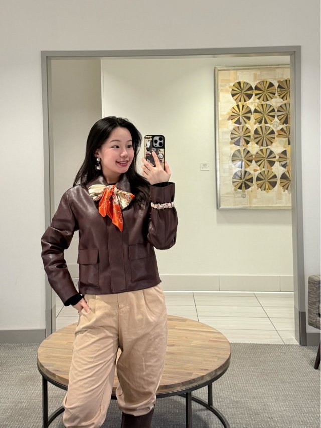 通勤穿搭｜去骑马2.0🐴皮衣棕色靴子