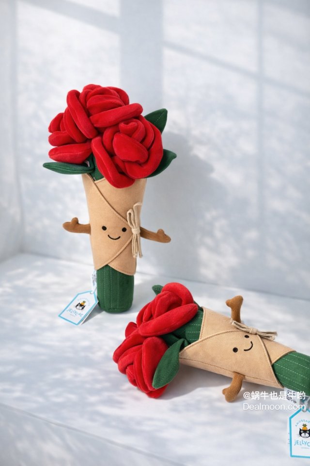 蹲到腿麻,终于抢到Jellycat玫瑰啦