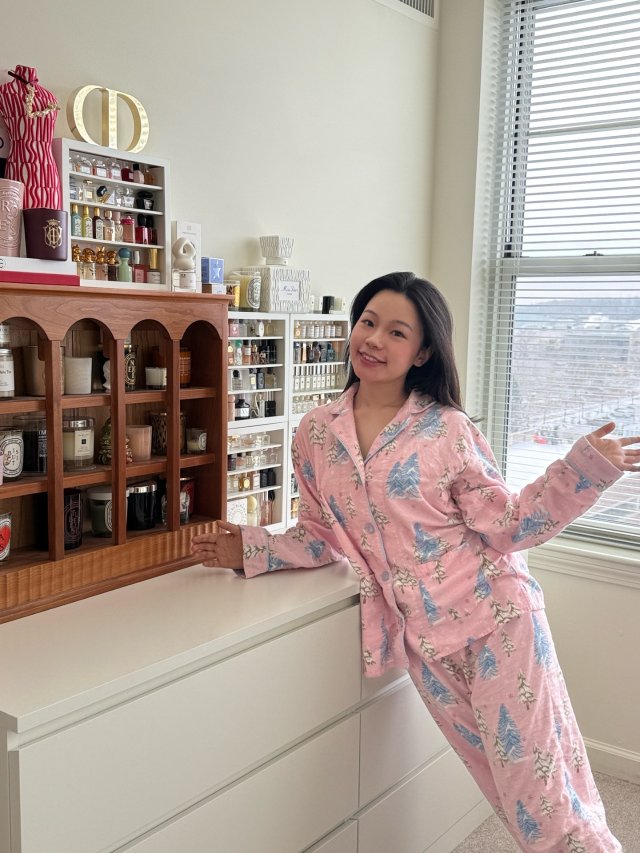 我的粉底蓝色圣诞树睡衣上身💓开心