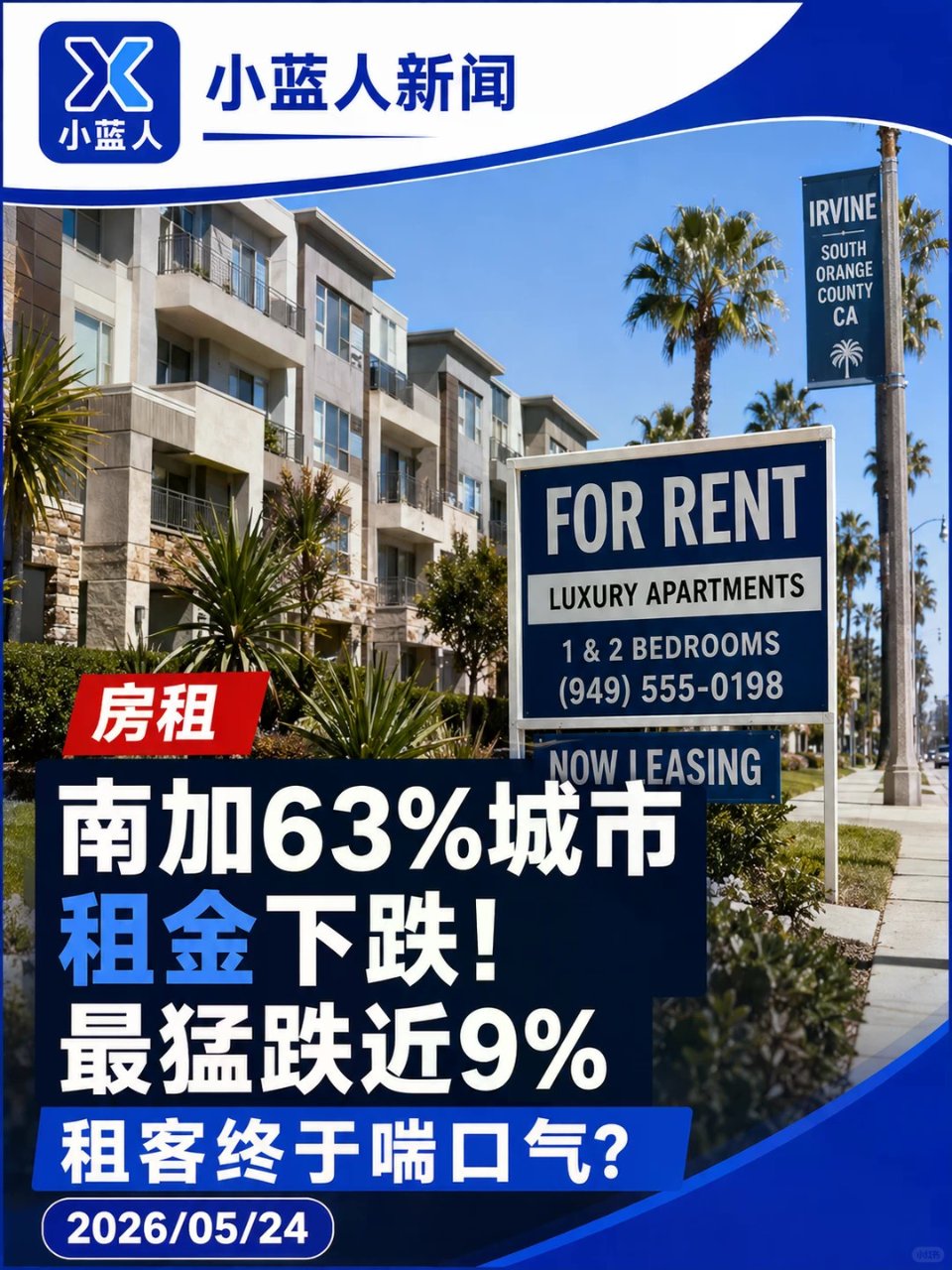 南加房租终于松动！63%城市租金下跌...