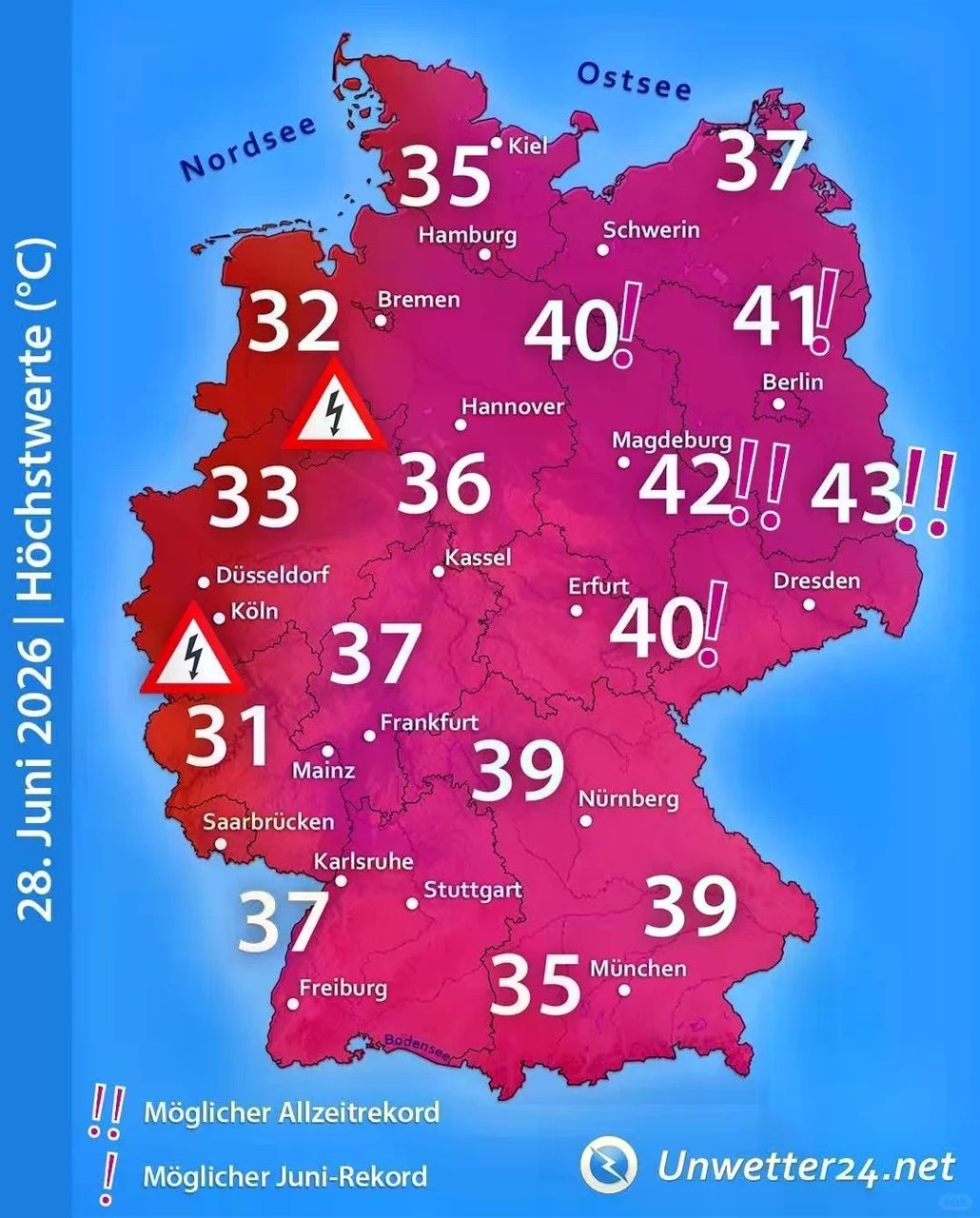 🇩🇪德国竟然也有温度超40的一天。...