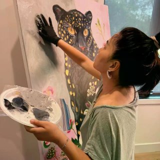 居家｜油画 我的豹子2...