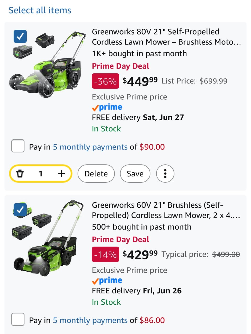 Greenworks 剪草机