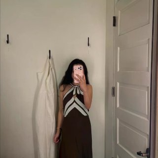 anthropologie复古条纹裙 看...