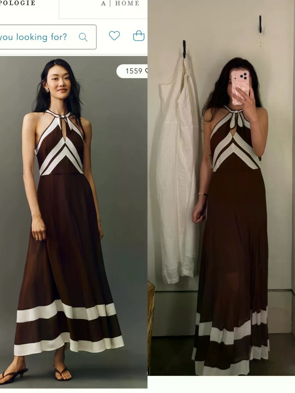 anthropologie复古条纹裙 看...