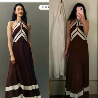 anthropologie复古条纹裙 看...