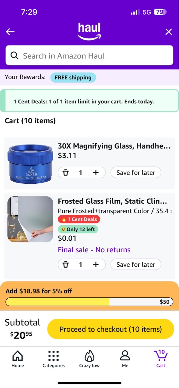 Amazon Haul 一分钱产品回归！...