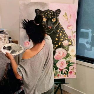 居家｜油画 我的豹子2...