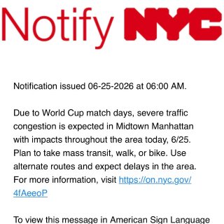 ⚽️世界杯比赛日！纽约今天出行提醒要注...