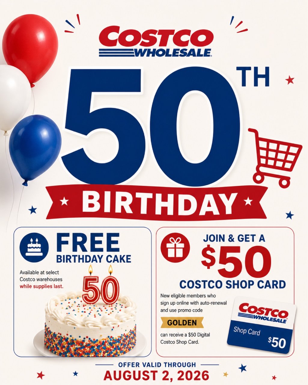 Costco 50周年庆 $15拿下会员...