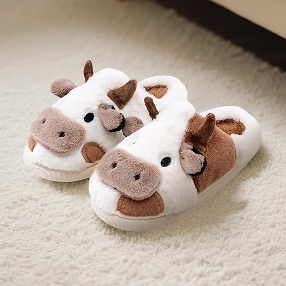 Cow 冬季毛绒拖鞋 记忆泡沫