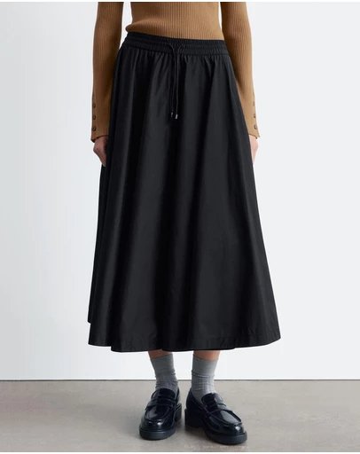 Drawstring A-line 中长裙