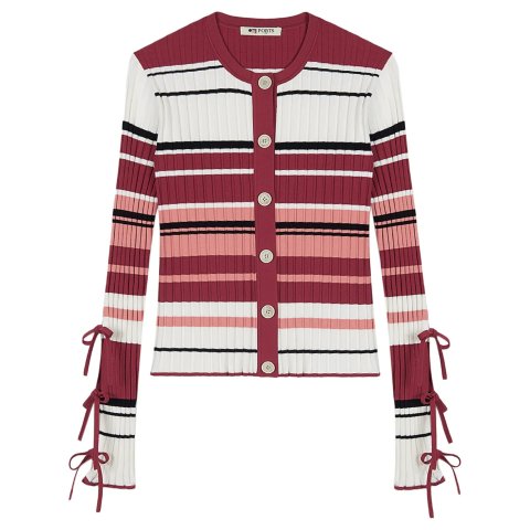 Ports 1961条纹蝴蝶结开衫