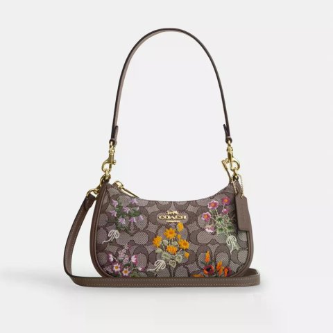 COACH OUTLET 花卉刺绣迷你斜挎包