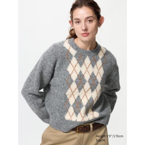 Uniqlo菱格圆领毛衣