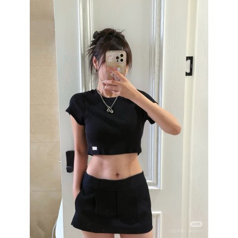Alexander Wang40买A王T恤！还要啥自行车黑色短袖罗纹棉T恤