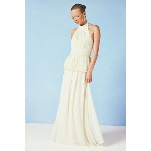 Boohoo 雪纺长裙 收褶款